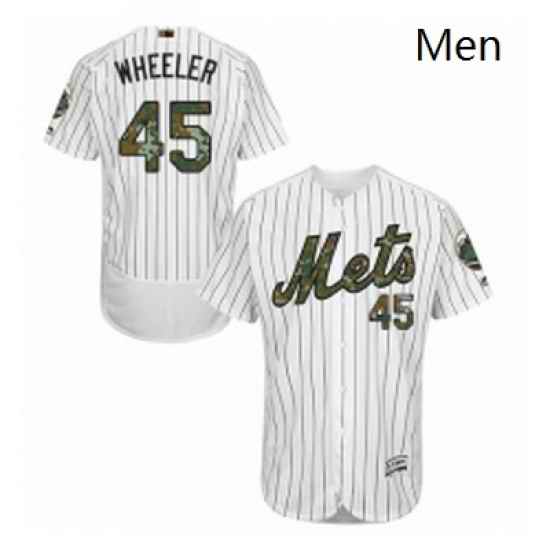 Mens Majestic New York Mets 45 Zack Wheeler Authentic White 2016 Memorial Day Fashion Flex Base MLB Jersey